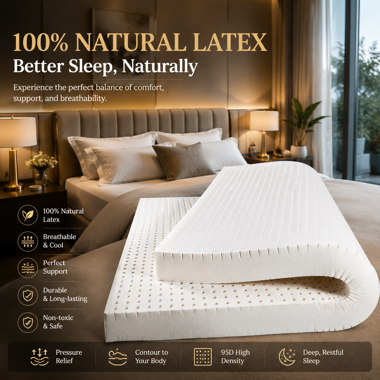 💤Wake Up Refreshed.Sleep Naturally Better.-Natural Latex Mattress