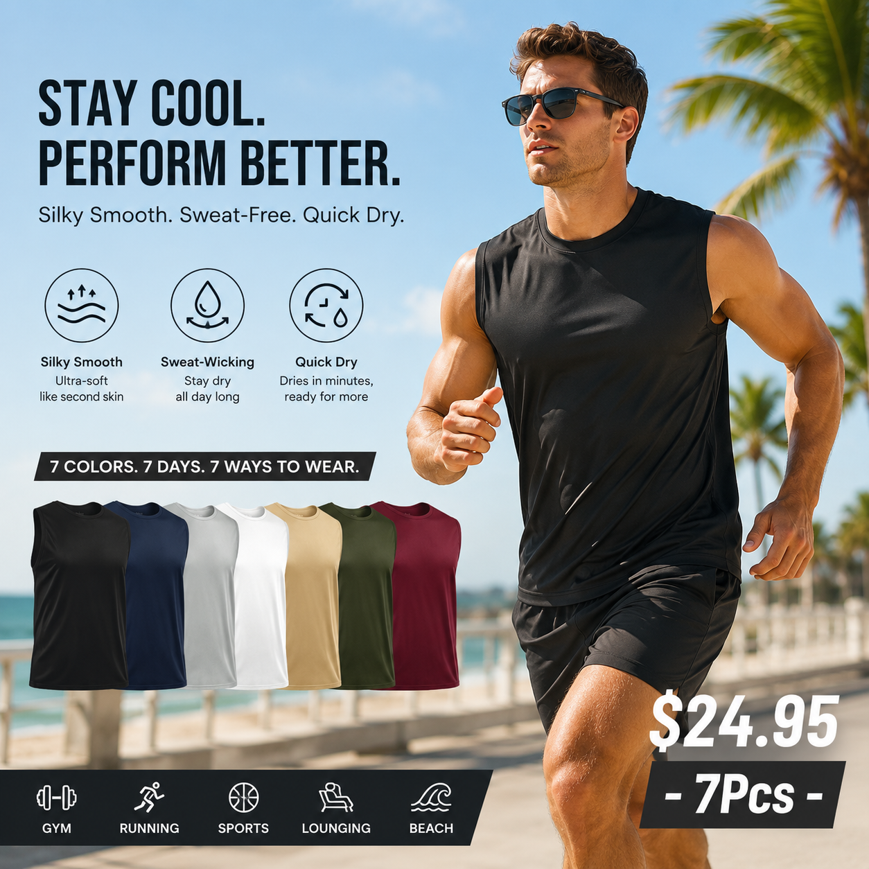 🔥Men's Athletic Breathable Sleeveless Workout Tank Top