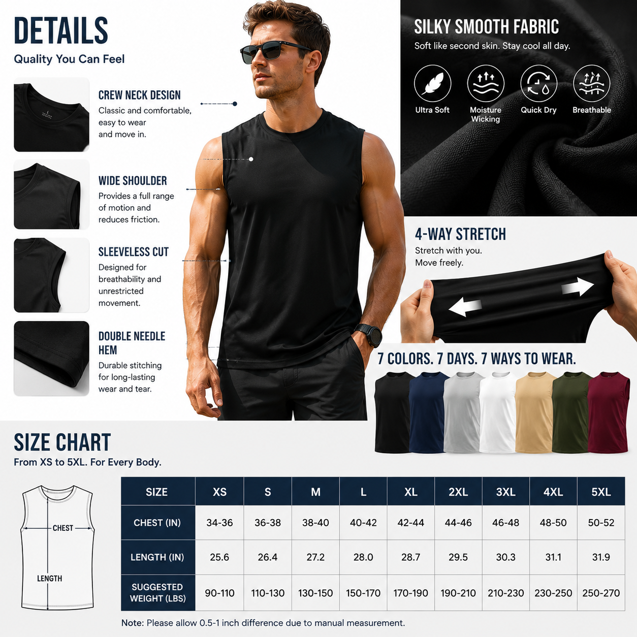 🔥Men's Athletic Breathable Sleeveless Workout Tank Top