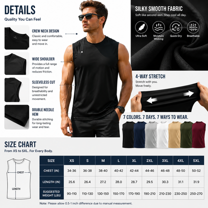 🔥Men's Athletic Breathable Sleeveless Workout Tank Top