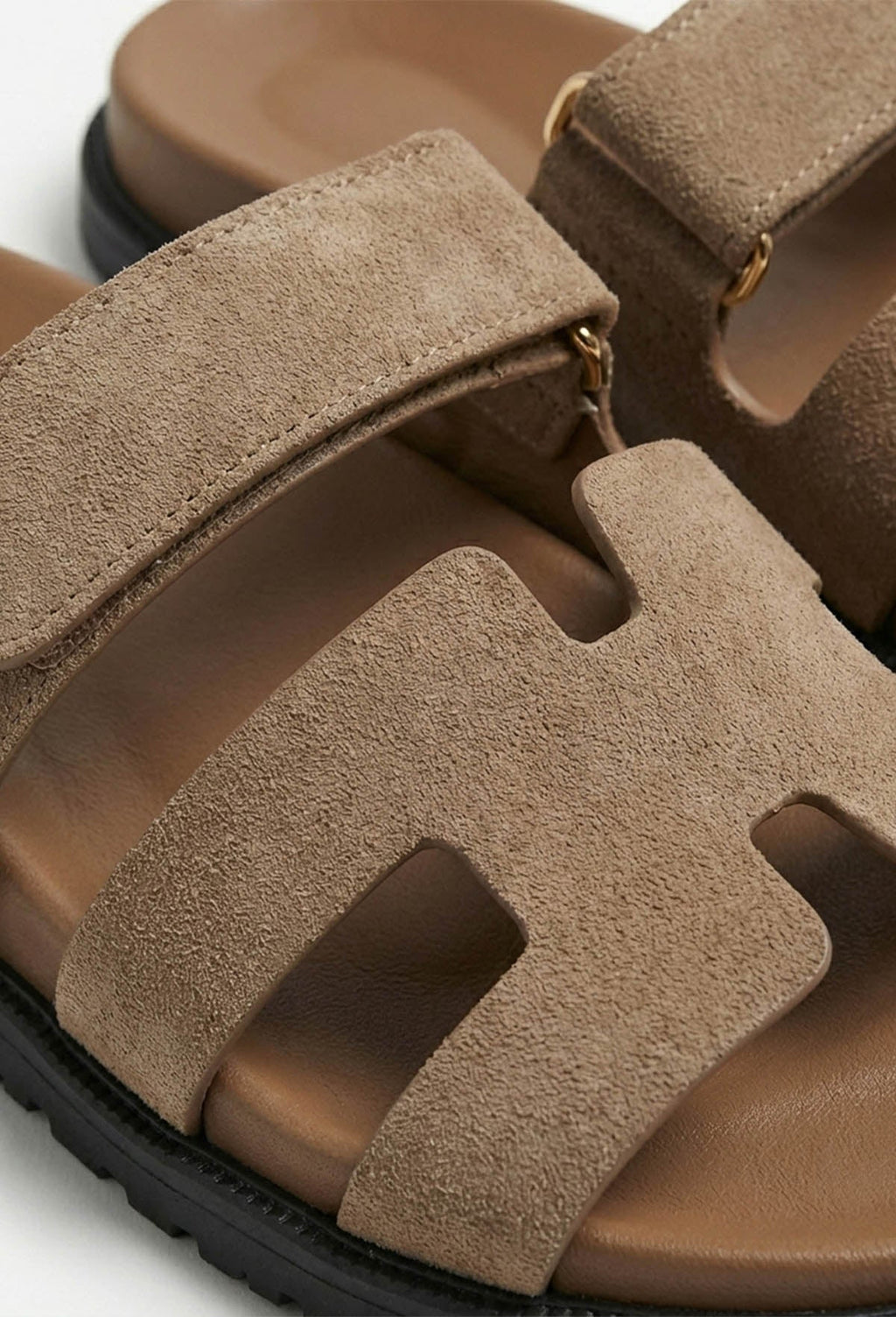 Chic In Summer Taupe Strap Faux Suede Sandals