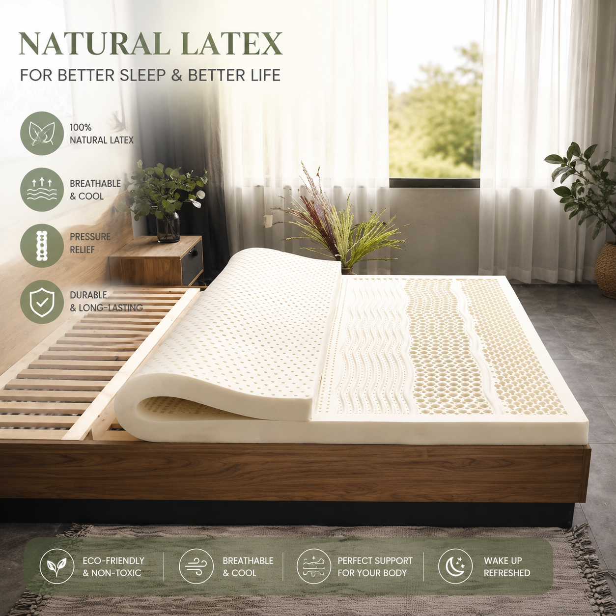💤Wake Up Refreshed.Sleep Naturally Better.-Natural Latex Mattress