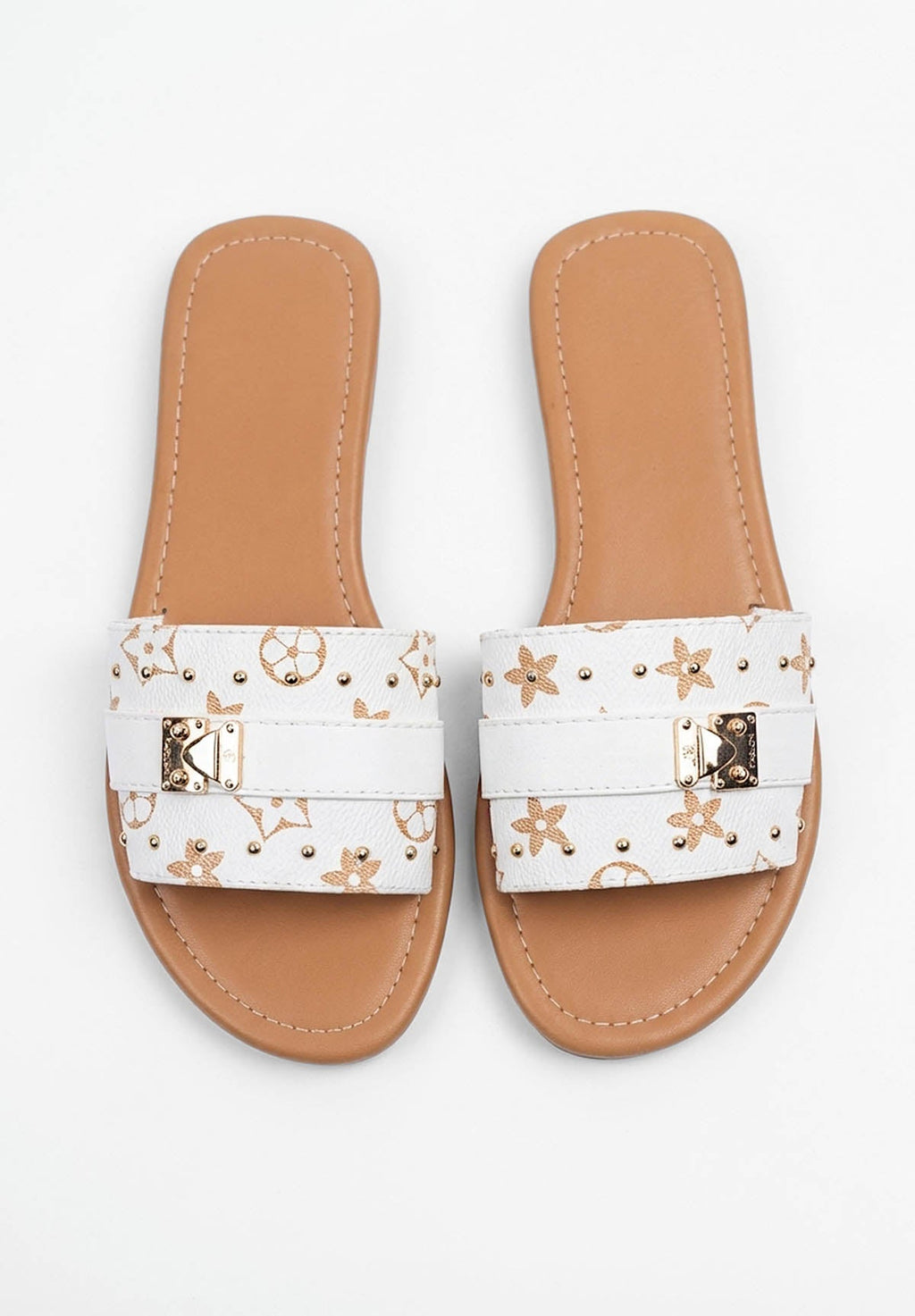 Logo Baby White Printed Sliders
