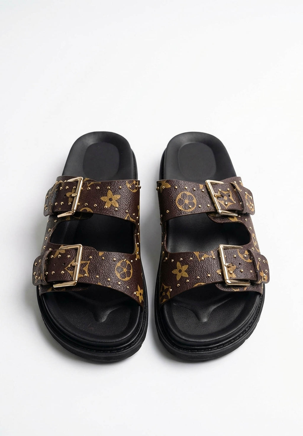 Going Logo Brown Printed Double Strap Sliders